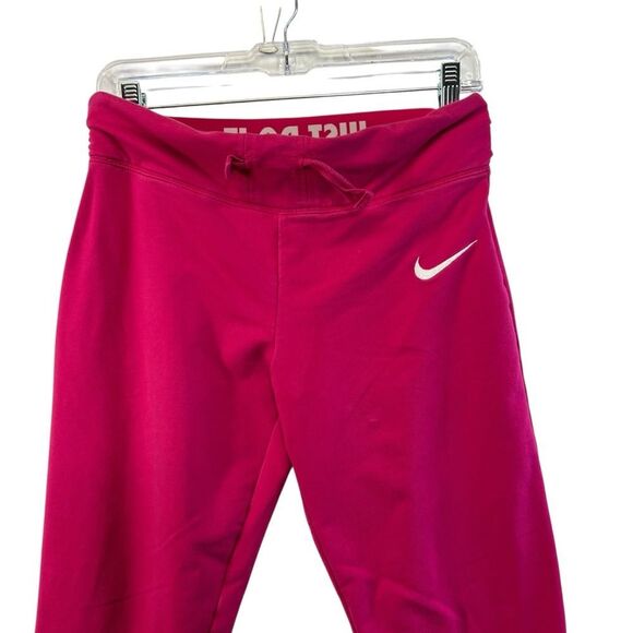 Nike foldover small cropped Sweatpants Pink Cotton Joggers White Swoosh - Picture 4 of 14